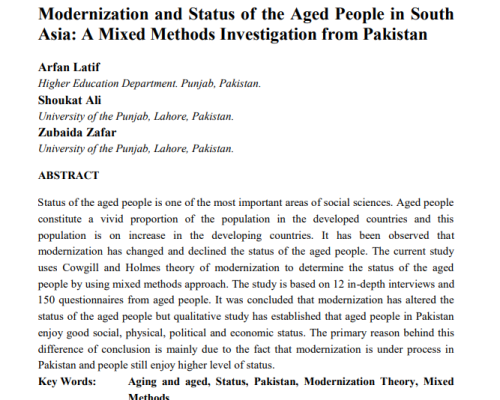 Modernization and Status of the Aged People in South Asia