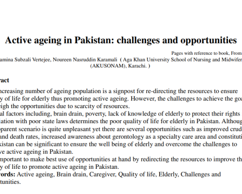 Active ageing in Pakistan challenges and opportunities